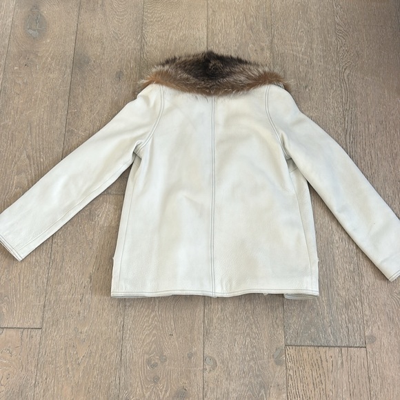 Proenza Schouler White Leather & Fur Double Breasted Jacket - Picture 5 of 6